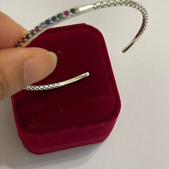 Solid Sterling Silver 925 Cuff Bangle Bracelet - Picture 10 of 13